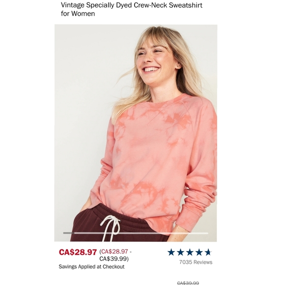 Ladies Vintage Peach Tye-Dye Sweatshirt - Picture 1 of 7